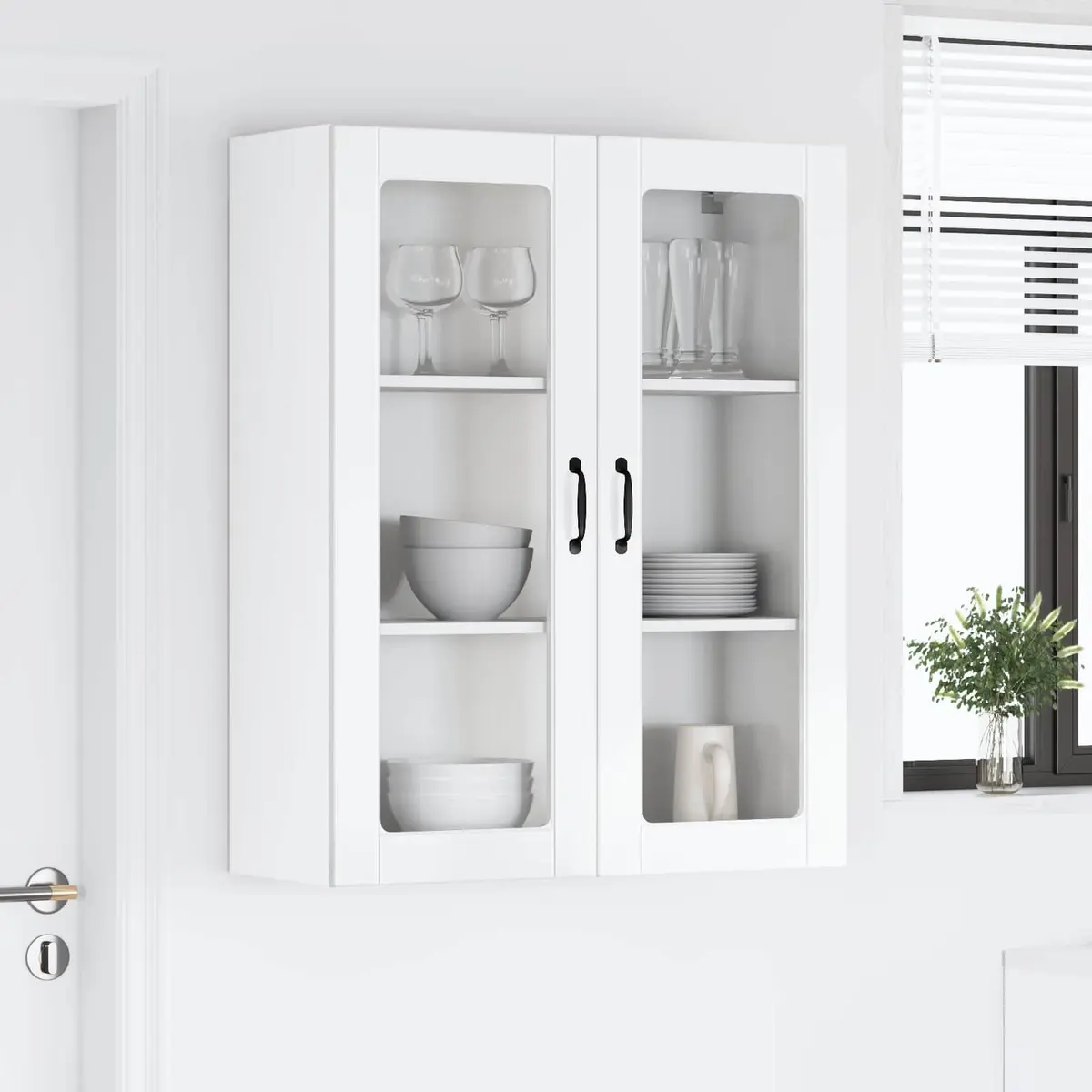 Wall Cabinet High Gloss White 80x31x100cm Engineered Wood Modern Kitchen Storage