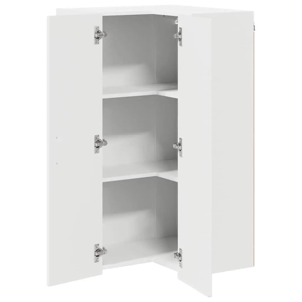 Wall Corner Cabinet Kitchen Storage Engineered Wood High Gloss White 57x57x100cm