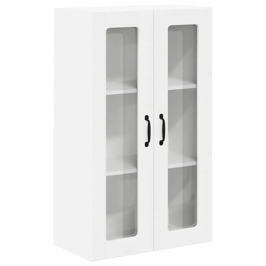 Wall Cabinet White 60x31x100cm Glass Front Modern Kitchen Storage Engineered Wood
