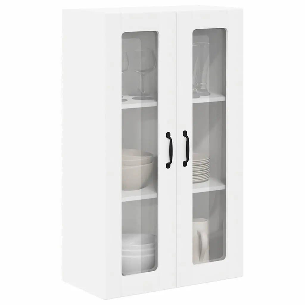 Wall Cabinet White 60x31x100cm Glass Front Modern Kitchen Storage Engineered Wood