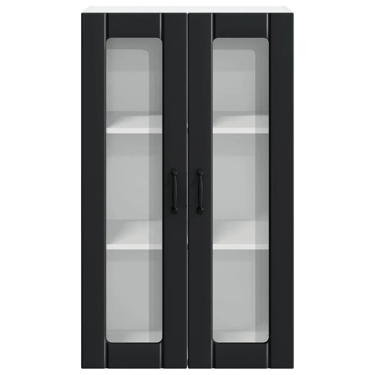 Wall Glass Cabinet Black 60x31x100cm Modern Kitchen Storage Engineered Wood