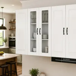 Compact Wall Glass Cabinet: Engineered Wood, High Gloss White