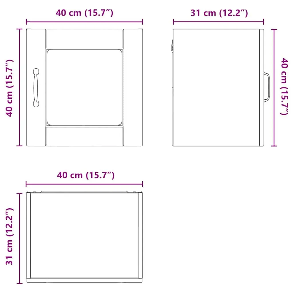 Wall Glass Cabinet White High Gloss Kitchen Storage Wooden Shelves 40x31x40cm