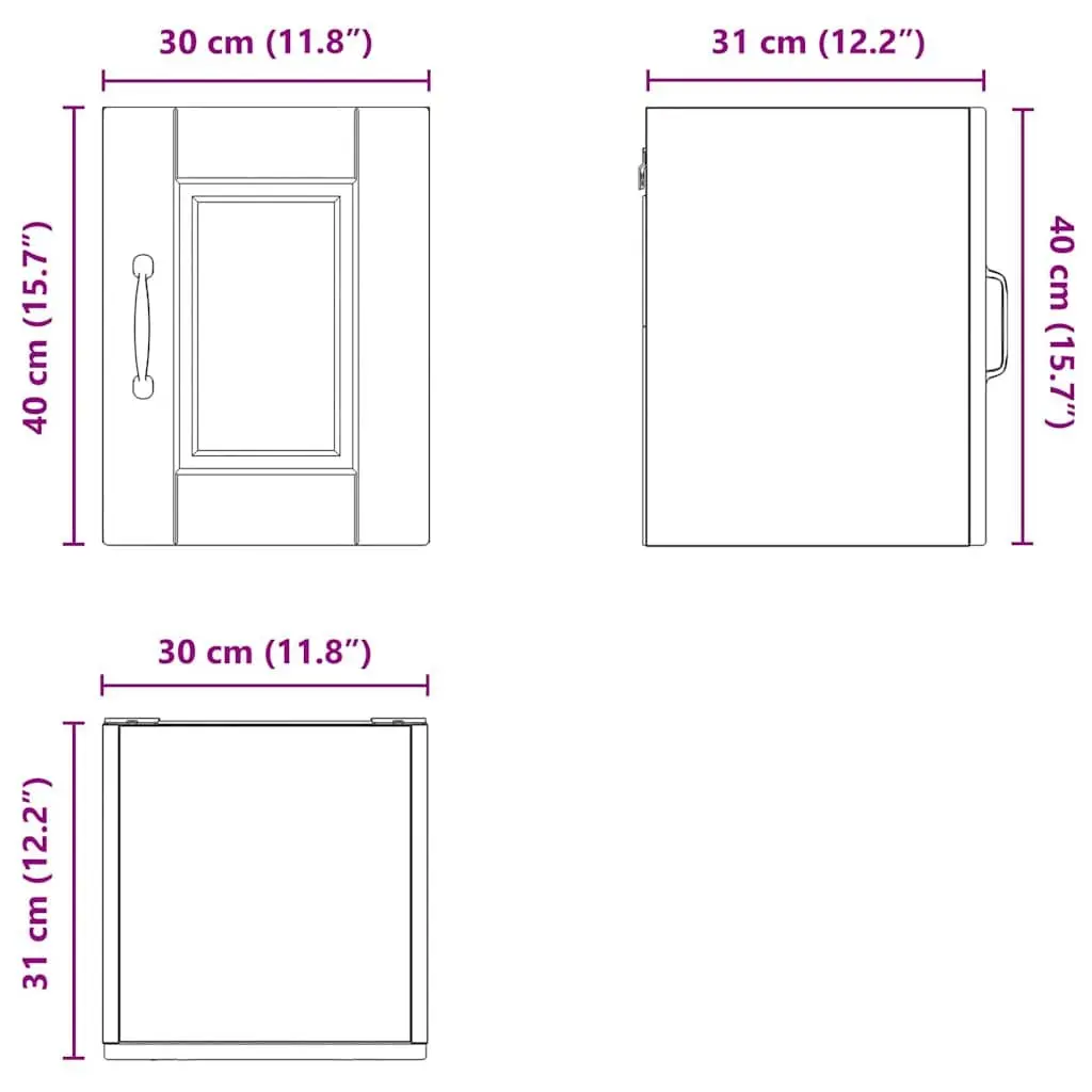 Wall Cabinet White 30 x 31 x 40 cm Modern Kitchen Storage Engineered Wood
