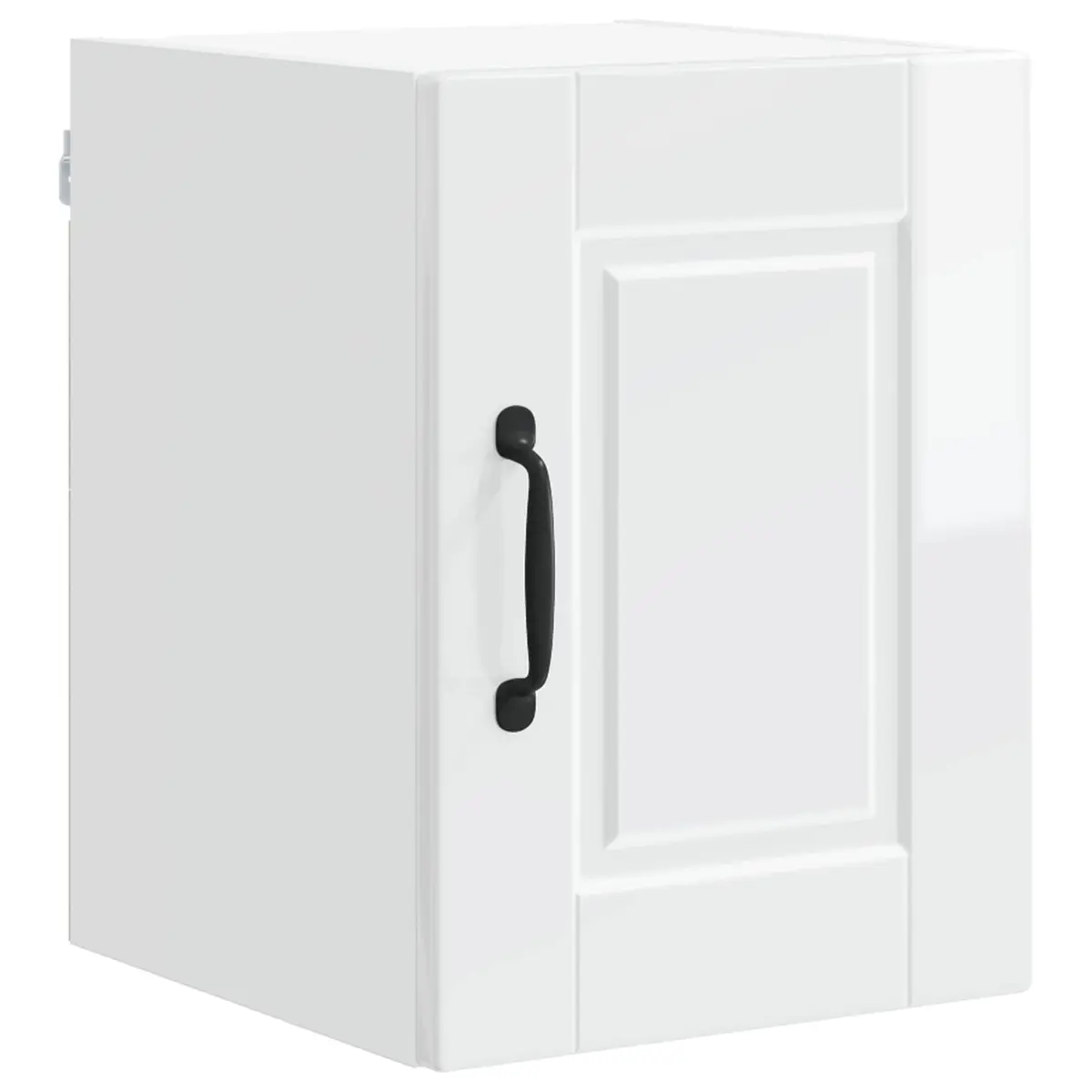 Wall Cabinet High Gloss White Engineered Wood Multiple Shelves Wall-Mounted Modern Kitchen Storage