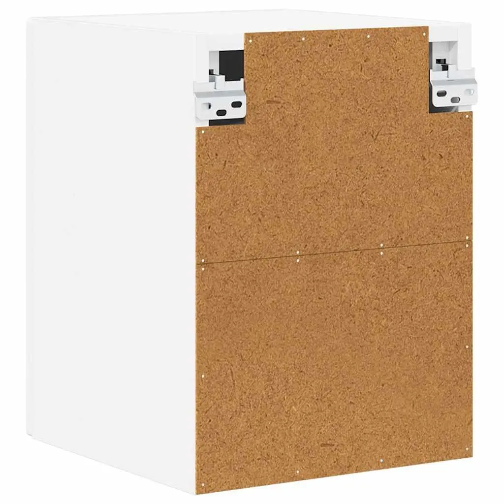 Wall Cabinet High Gloss White Engineered Wood Multiple Shelves Wall-Mounted Modern Kitchen Storage
