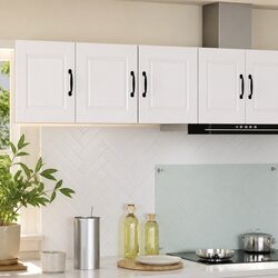 Wall Cabinet Kitchen Storage 2 pcs White Engineered Wood Shelves Compartments