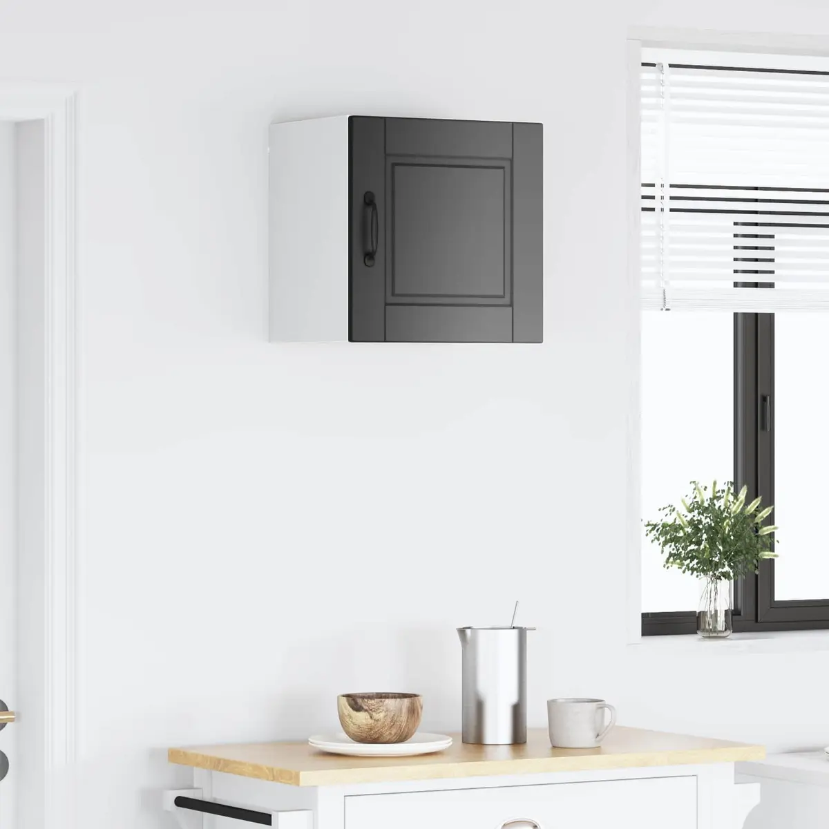 Wall Cabinet Kitchen Storage Black Engineered Wood 40x31x40 cm Shelves