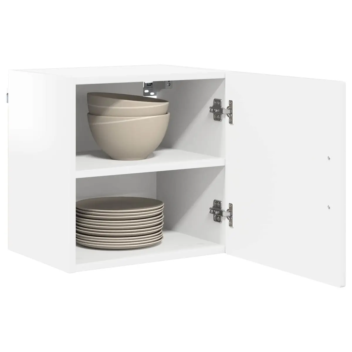 Wall Cabinet Kitchen Storage High Gloss White 40cm Shelves Compartments
