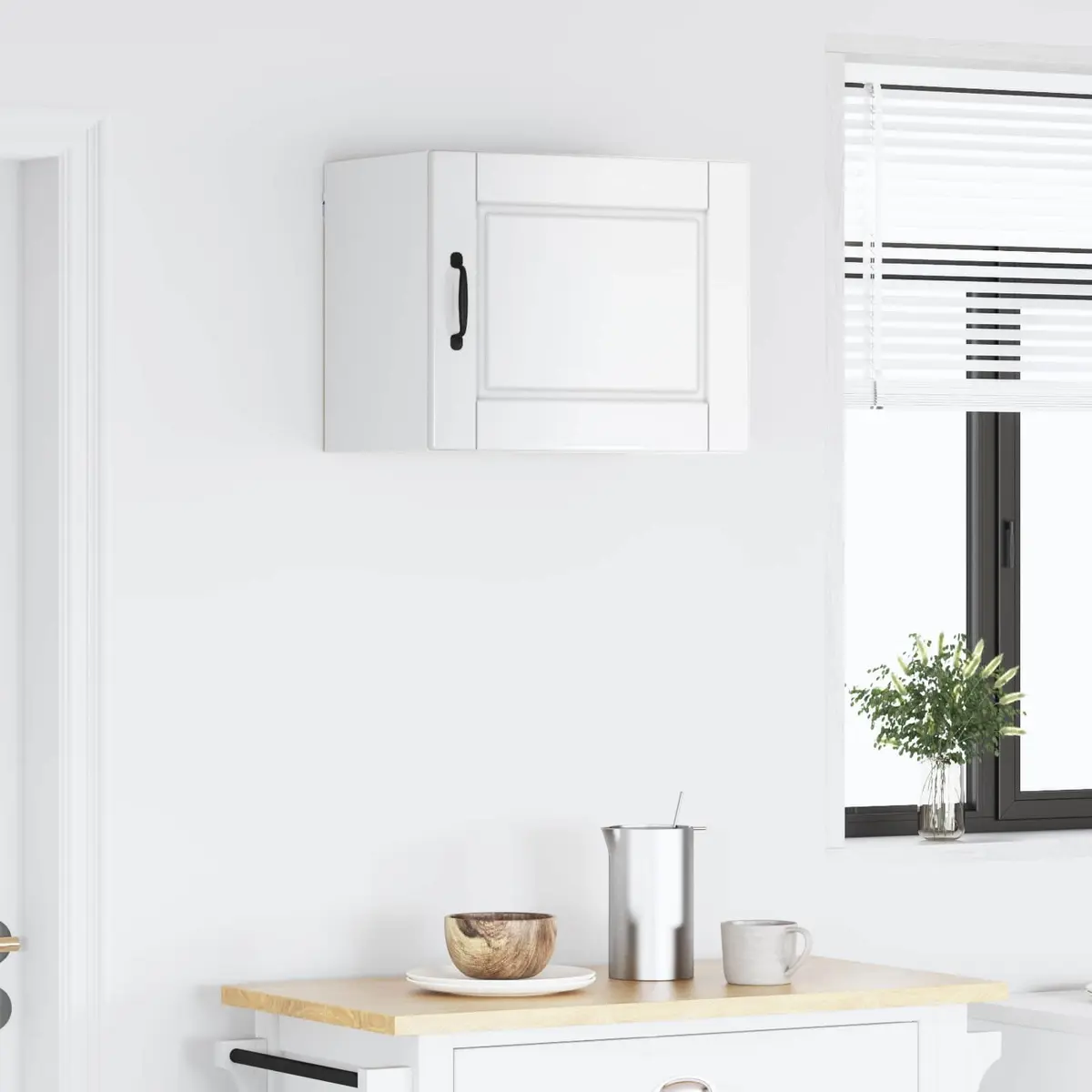 Wall Cabinet Kitchen Storage High Gloss White Engineered Wood Shelves