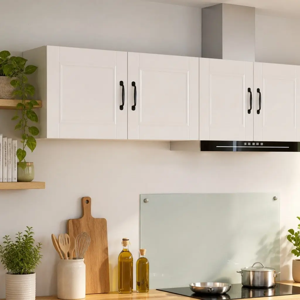 Wall Cabinet 2 Pieces High Gloss White Kitchen Storage Shelves 50 x 31 x 40 cm