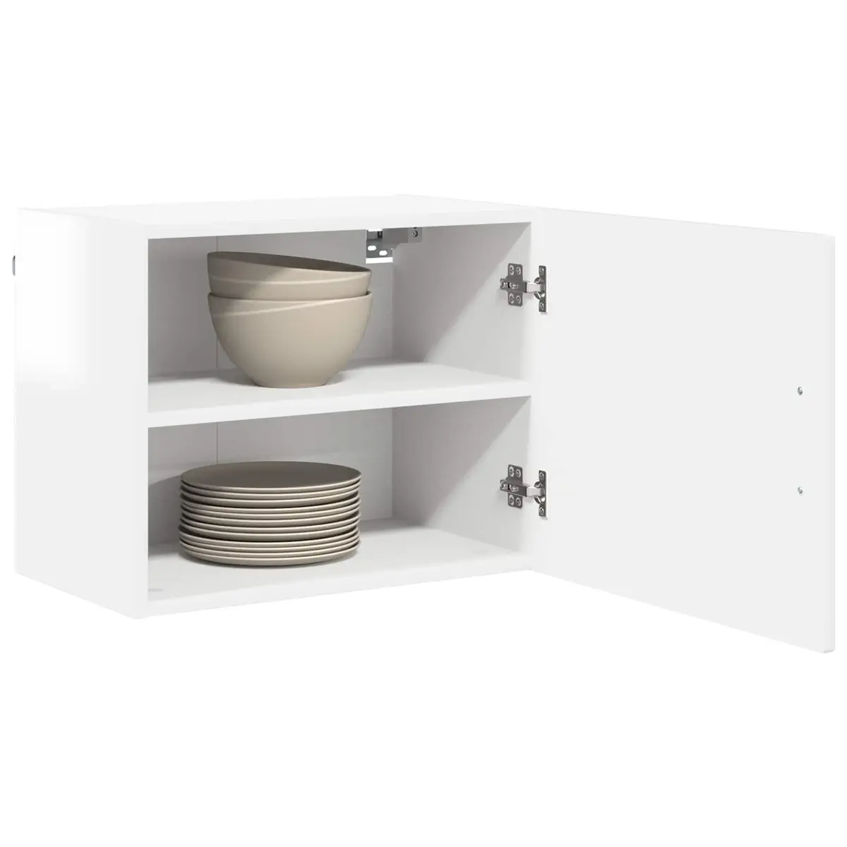 Wall Cabinet 2 Pieces High Gloss White Kitchen Storage Shelves 50 x 31 x 40 cm