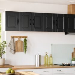 Compact Black Kitchen Wall Cabinet Set - PORTO 2pcs