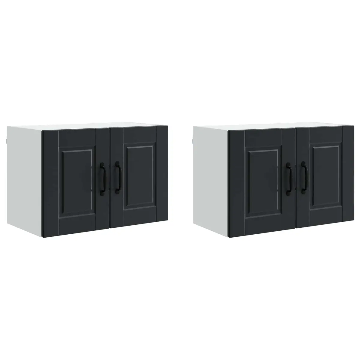 Wall Cabinet PORTO 2pcs Black Kitchen Storage 60x31x40cm Engineered Wood