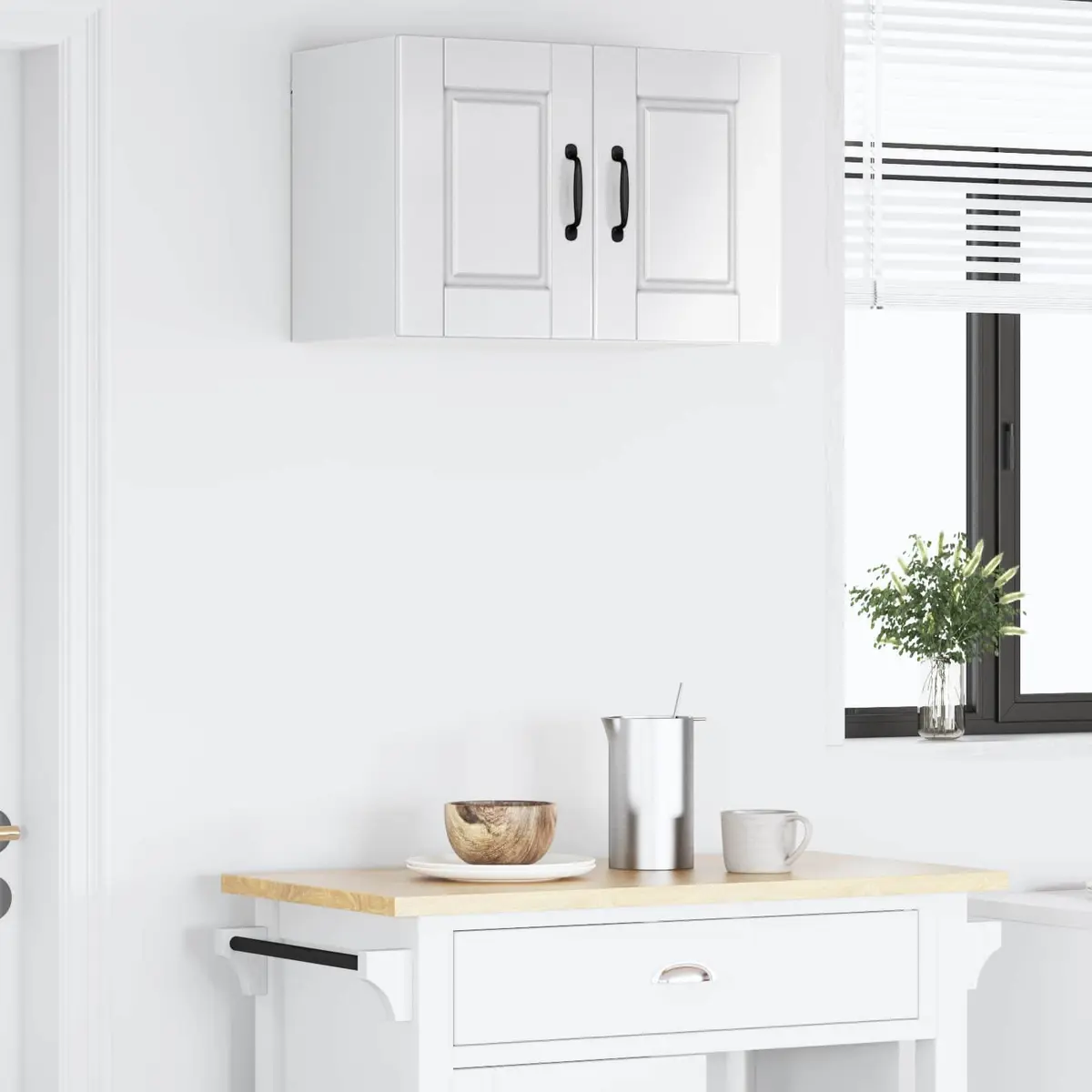 Wall Cabinet PORTO 60 x 31 x 40 cm High Gloss White Kitchen Storage Shelves