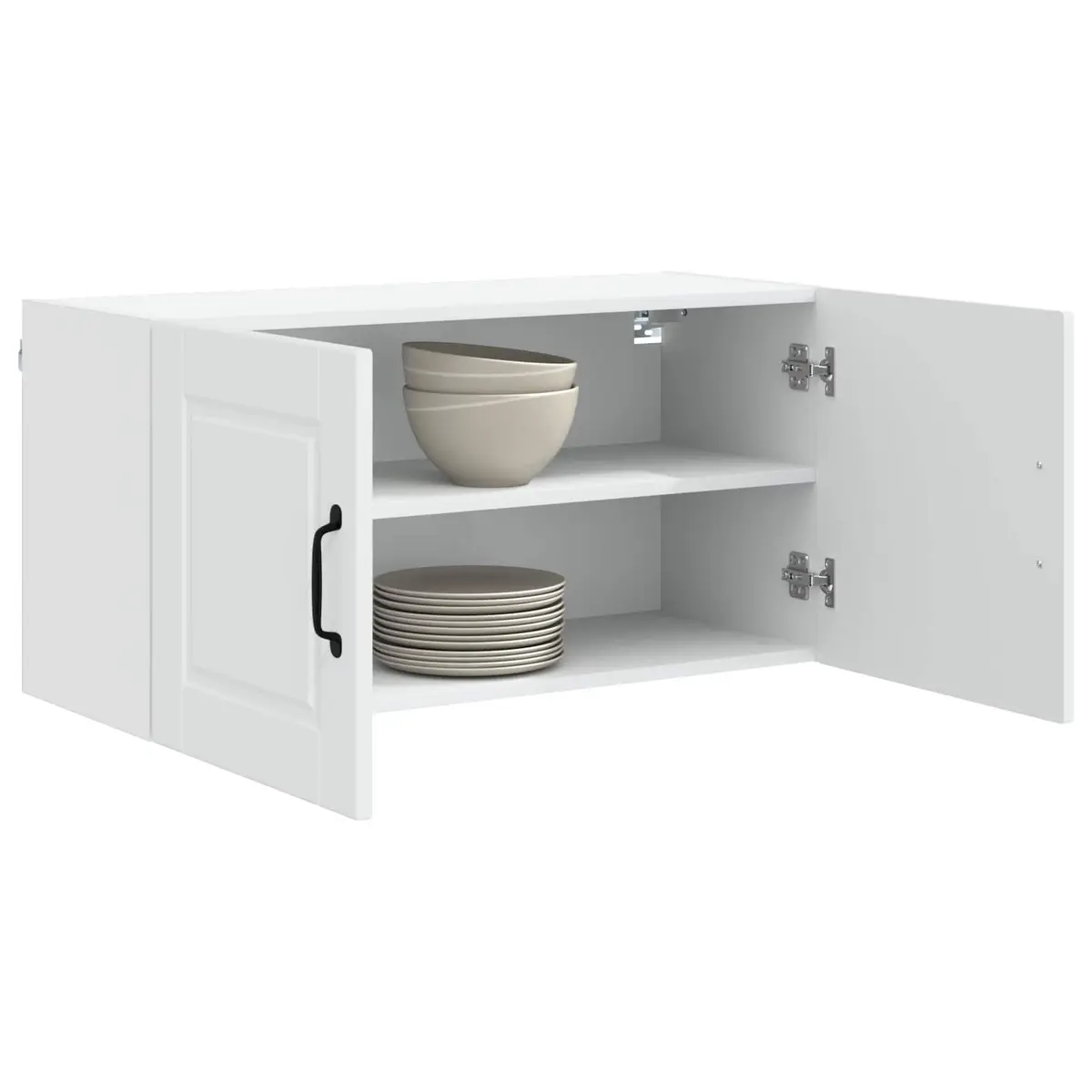 Wall Cabinet Kitchen Storage PORTO White 80x31x40cm Engineered Wood Shelves