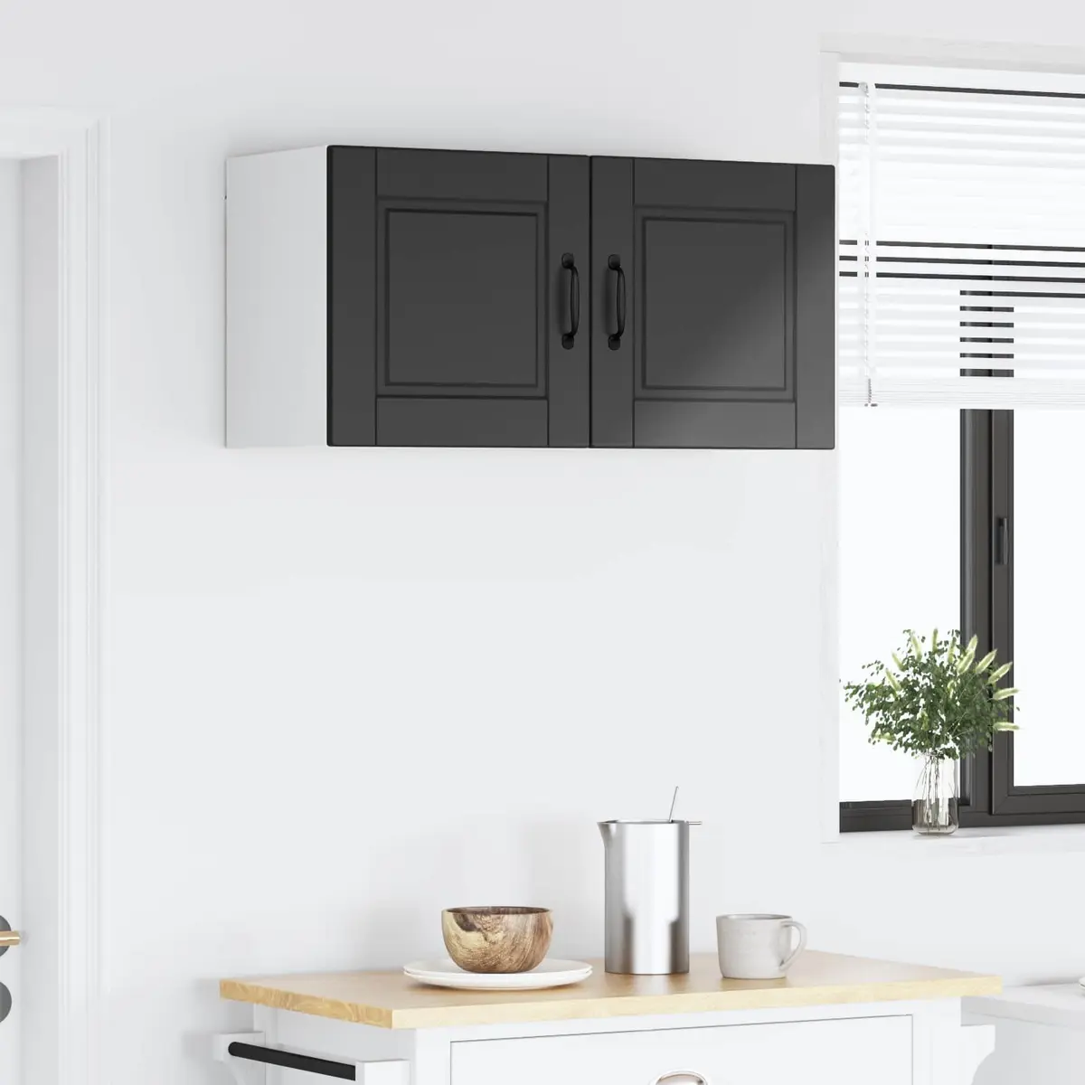 Wall Cabinet Kitchen Storage Black 80x31x40cm Engineered Wood Mounted Shelf