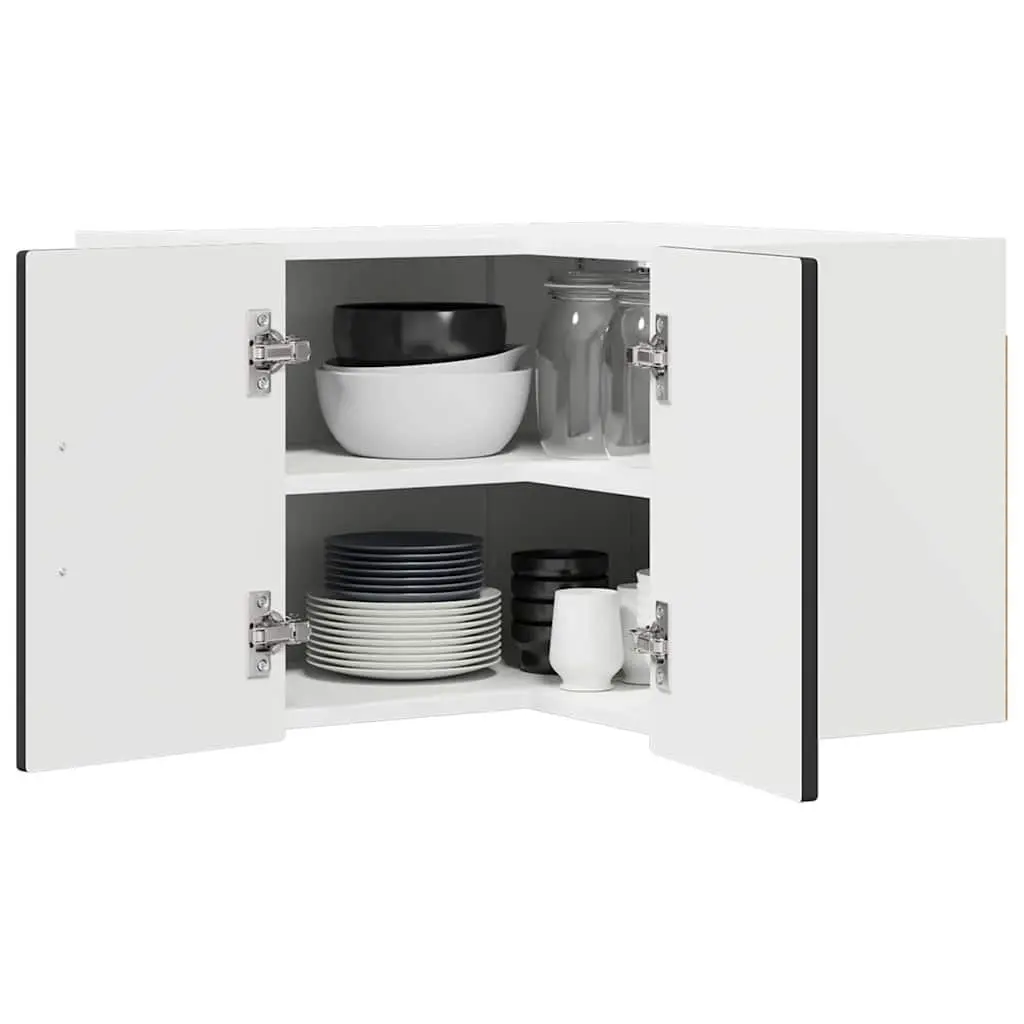 Corner Kitchen Cabinet Black Wall-mounted Engineered Wood 57x57x40cm Storage Shelves