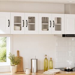 Wall Glass Cabinet with Engineered Wood Design