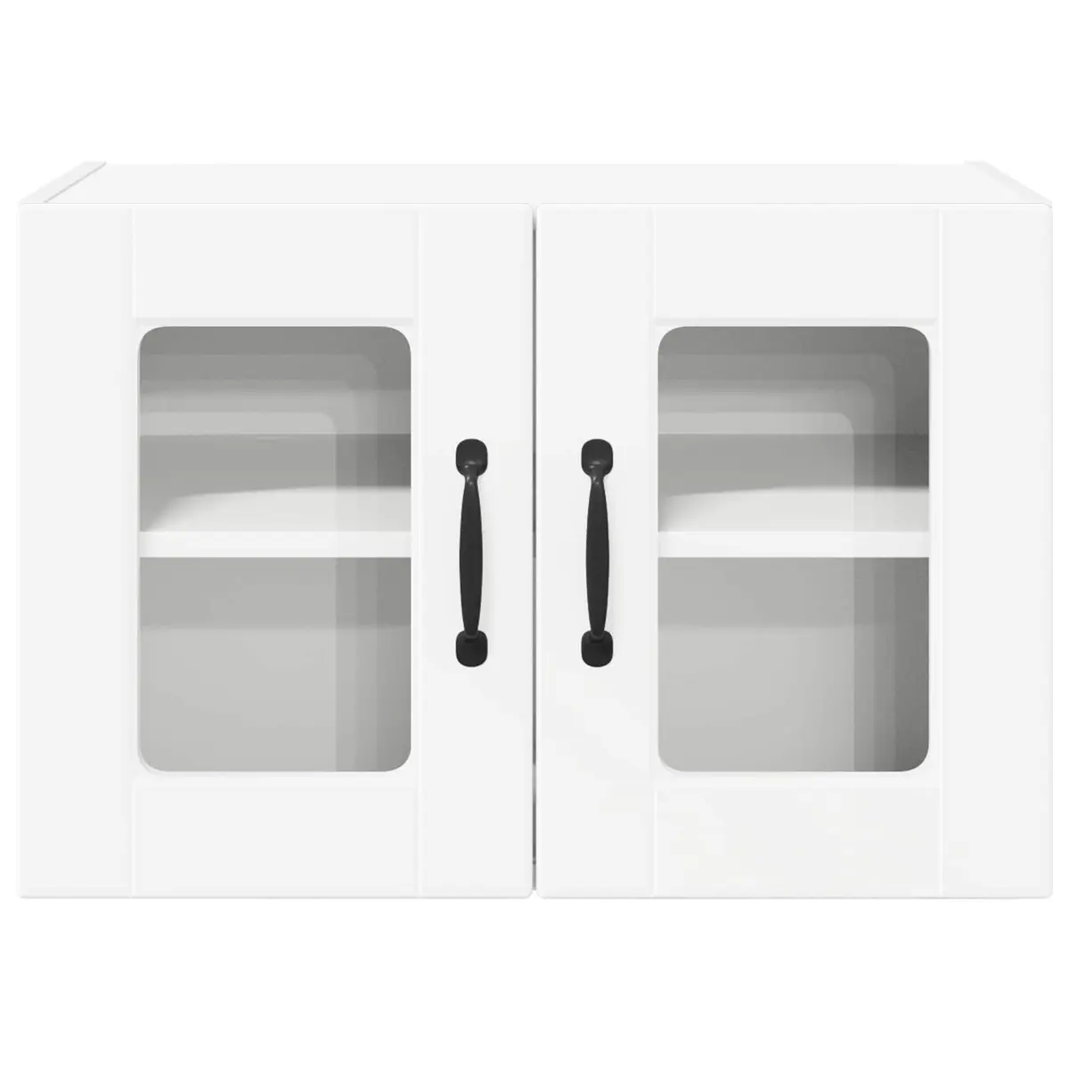 Wall Glass Cabinet White Kitchen Storage Mounted Shelves Compartments 60x31x40cm