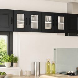 Compact Black Wall Glass Cabinet 60x31x40cm for Kitchens