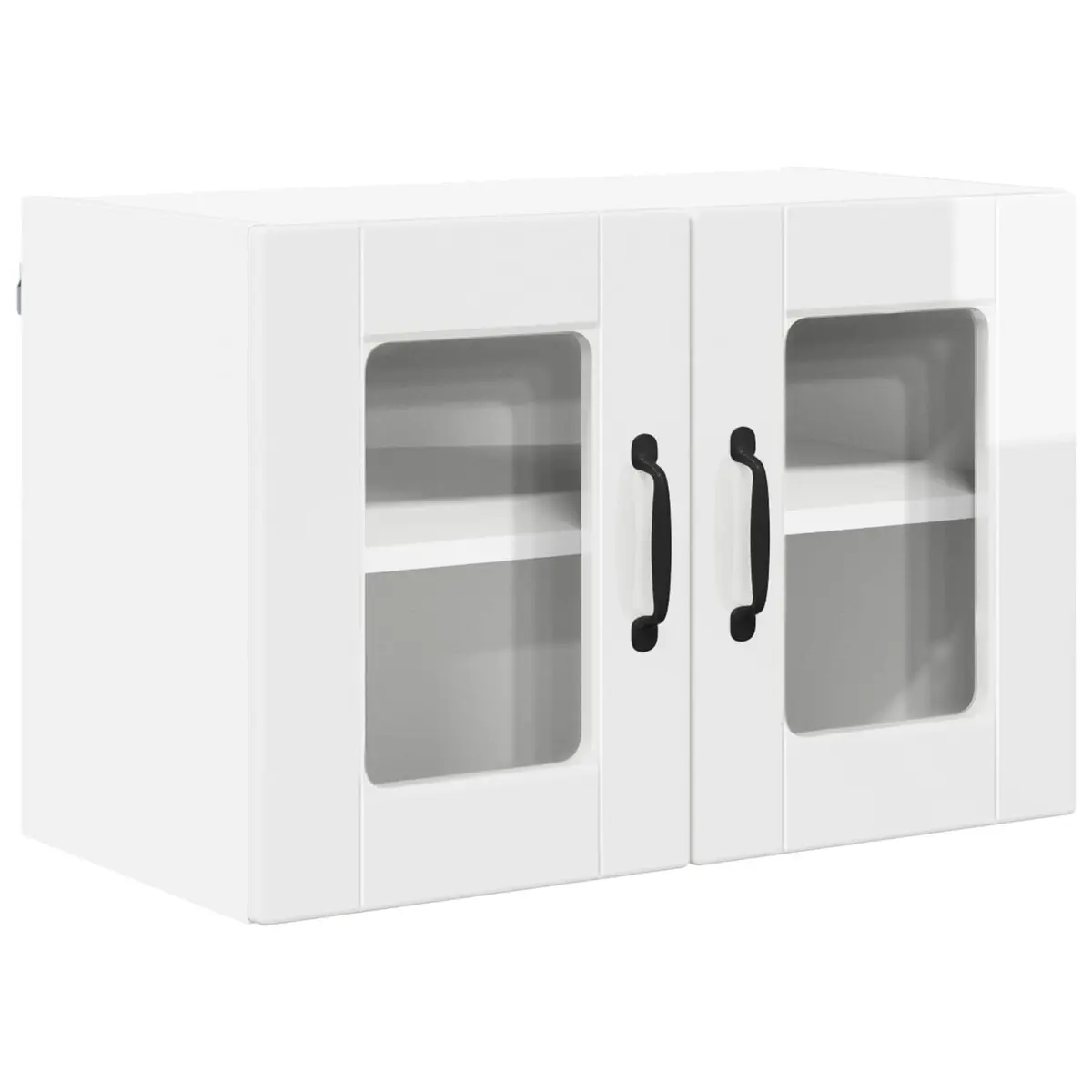 Wall Glass Cabinet High Gloss White Kitchen Storage Shelves 60 x 31 x 40 cm