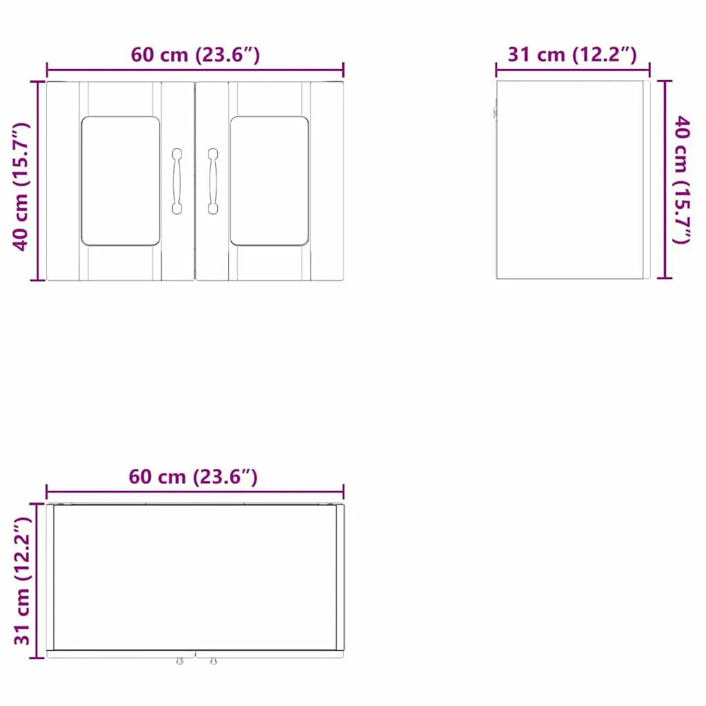 Wall Glass Cabinet High Gloss White Wall Mounted Kitchen Storage Cupboard 2 Piece