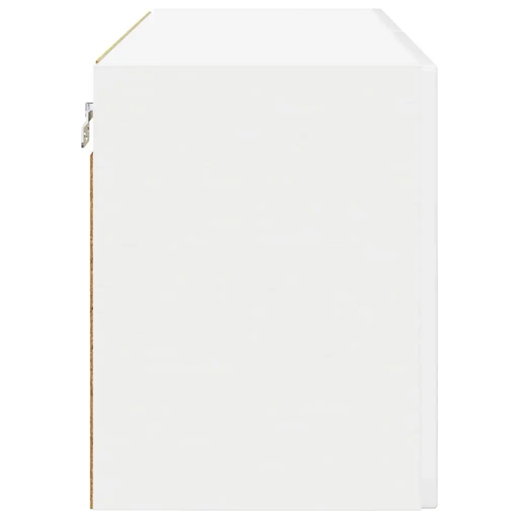 Wall Glass Cabinet High Gloss White Wall Mounted Kitchen Storage Cupboard 2 Piece