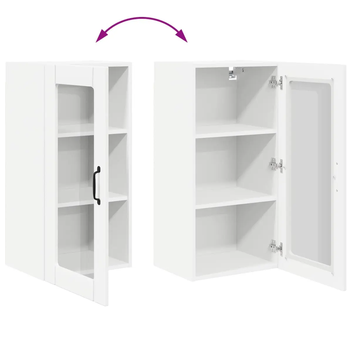 Wall Glass Cabinet PORTO White Kitchen Storage 40x31x80cm Engineered Wood