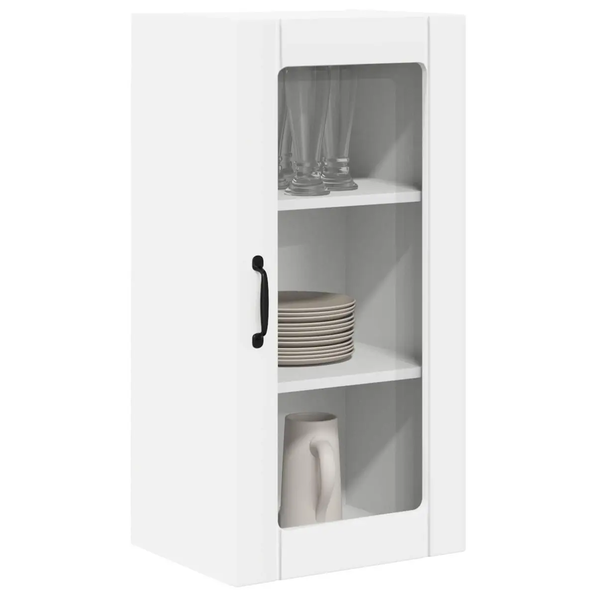 Wall Glass Cabinet PORTO White Kitchen Storage 40x31x80cm Engineered Wood