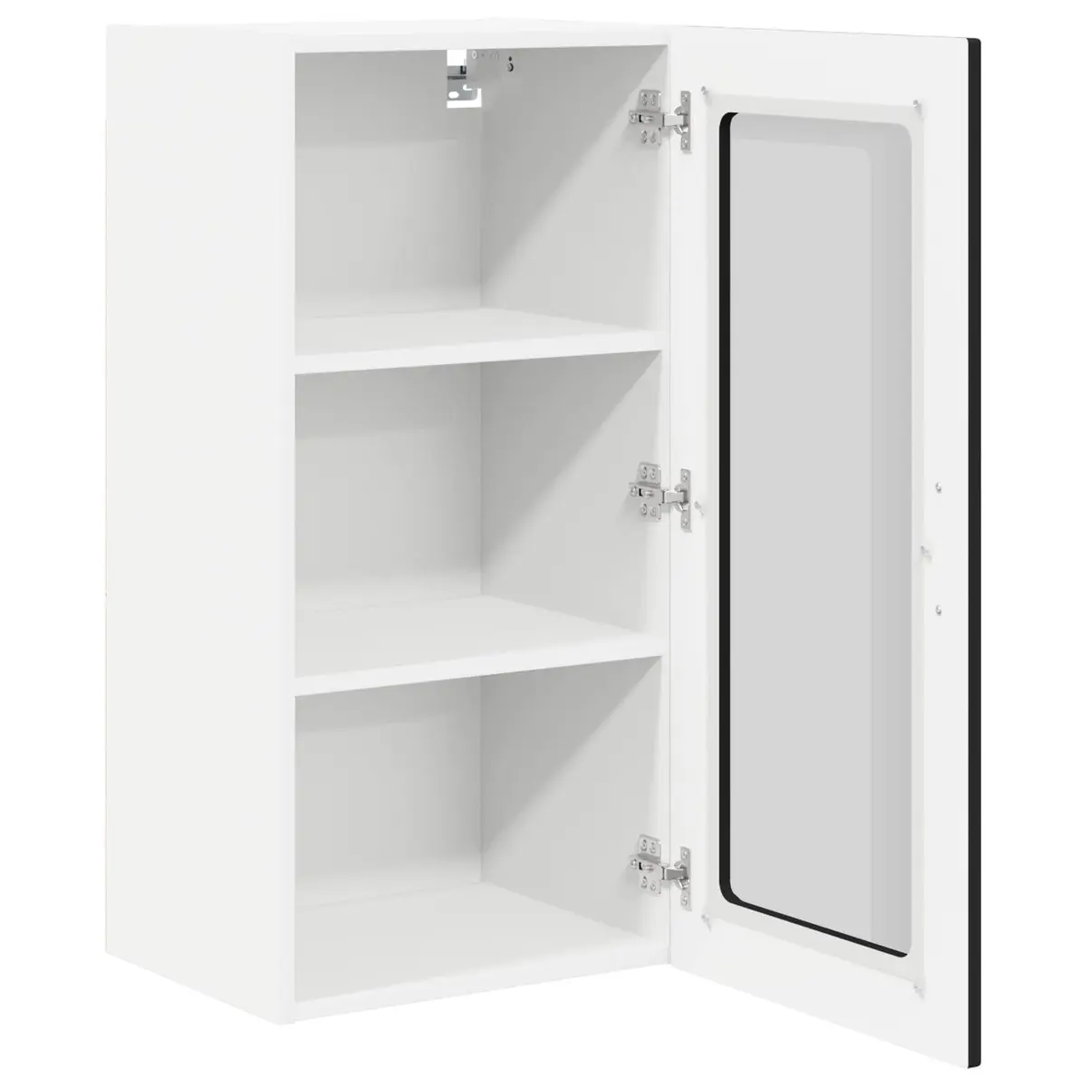 Wall Glass Cabinet PORTO Black Storage Kitchen Shelving Unit 40x31x80cm