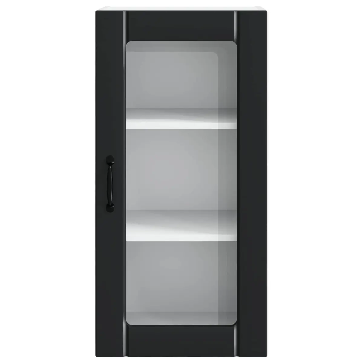 Wall Glass Cabinet PORTO Black Storage Kitchen Shelving Unit 40x31x80cm