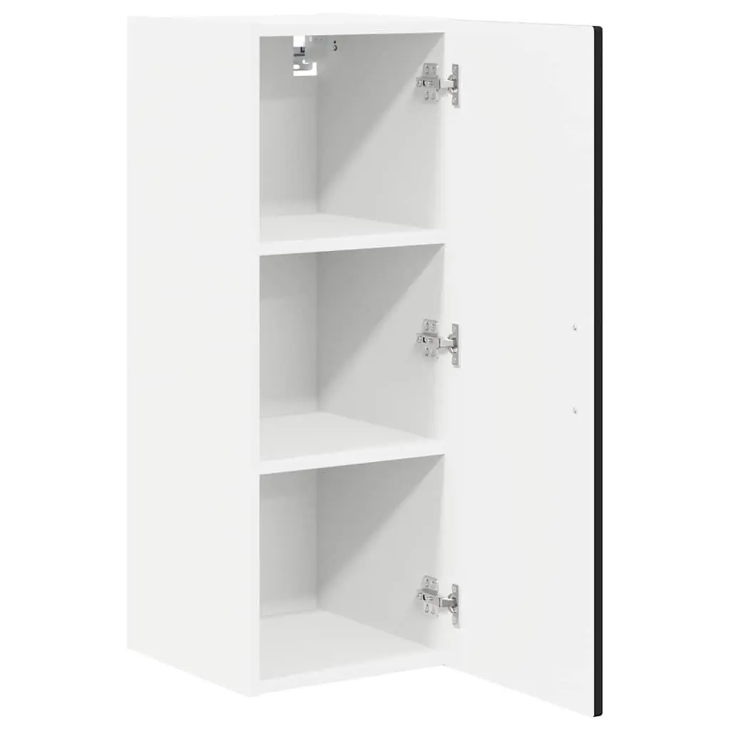 Wall Cabinet Kitchen Storage Black Engineered Wood 30x31x80cm Shelves
