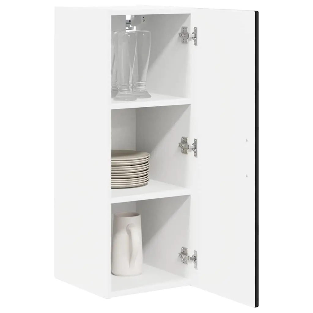 Wall Cabinet Black 2 Piece Engineered Wood Shelves Compartments