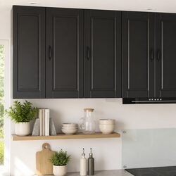 Compact Black Wall Cabinet for Kitchen Storage