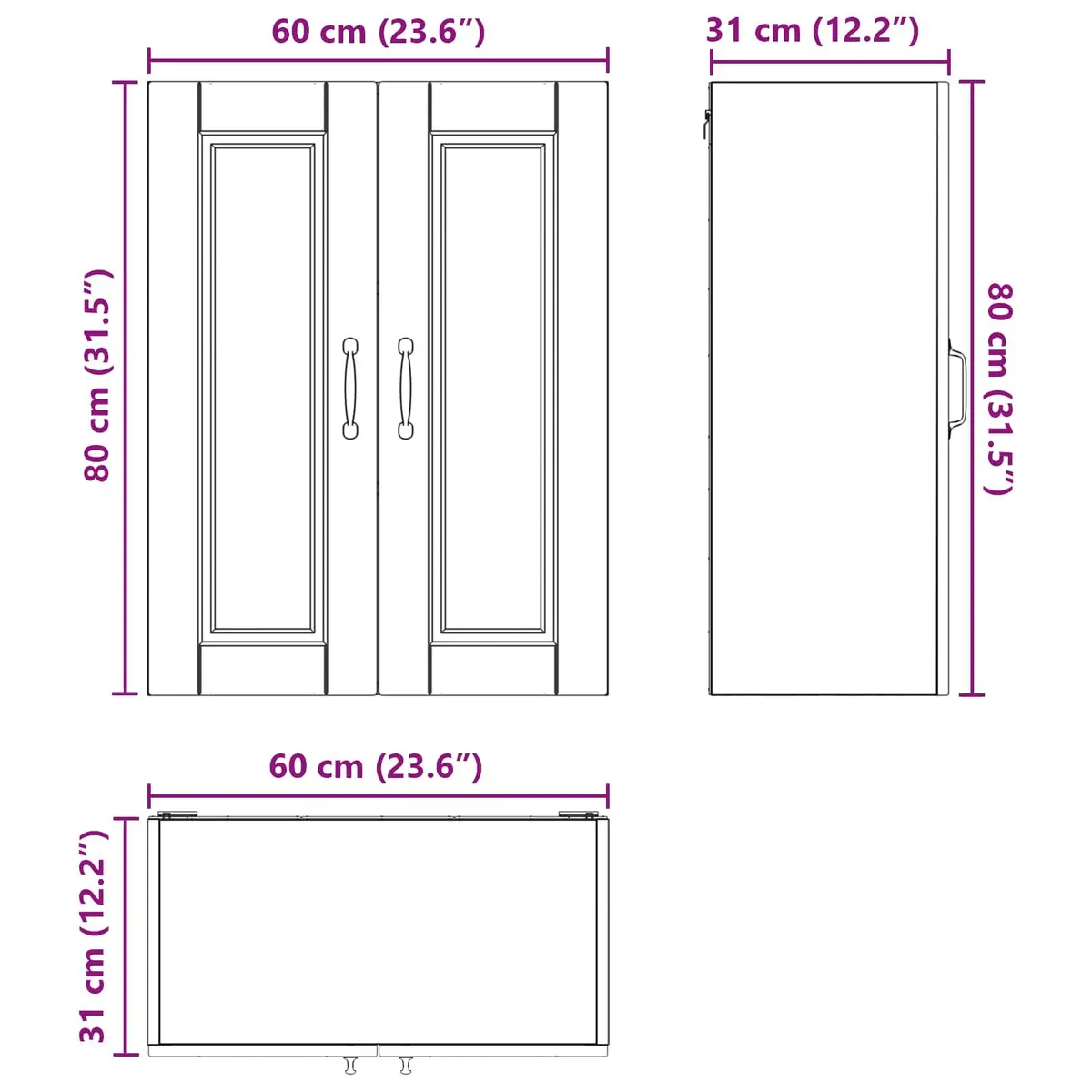Wall Cabinet White 60 x 31 x 80 cm Engineered Wood Shelves