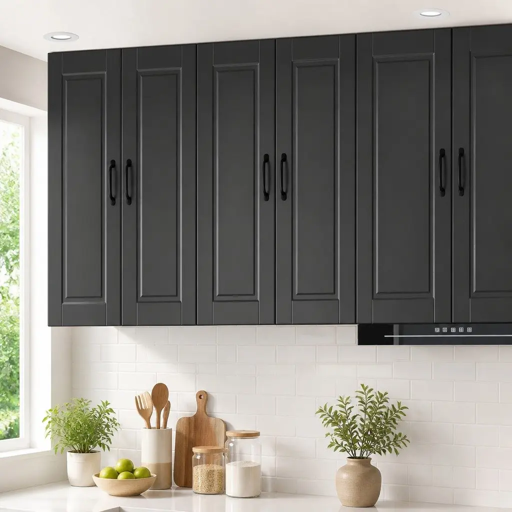 Wall Cabinet Kitchen Storage Black Engineered Wood 60x31x80cm Shelves