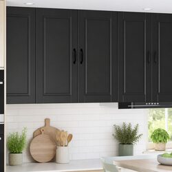 PORTO Black Wall Cabinet - Elegant Kitchen Storage Solution
