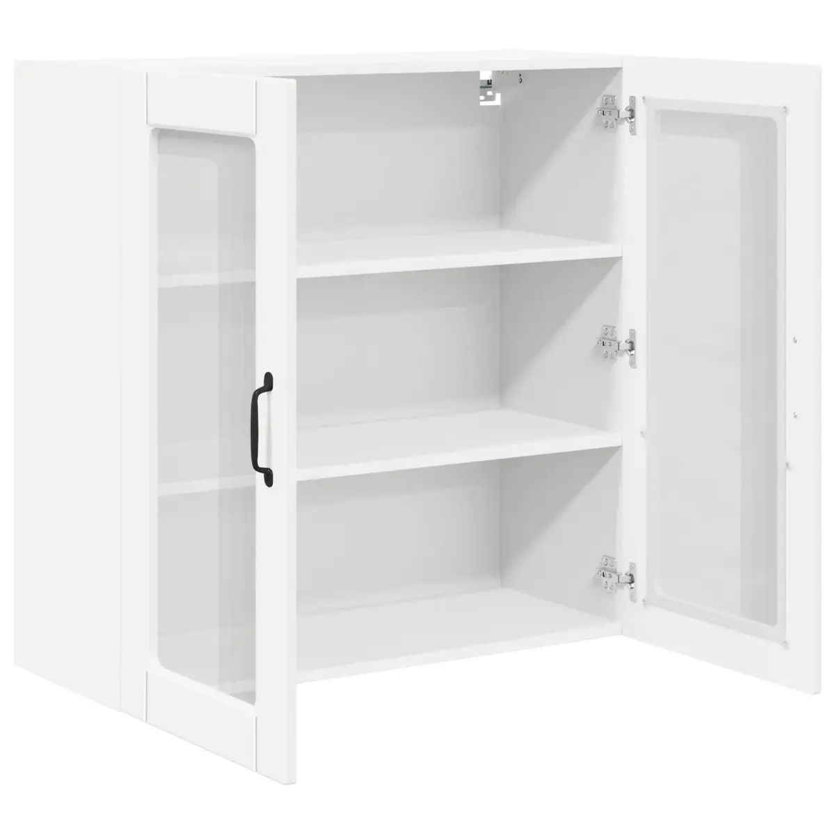 Wall Glass Cabinet White 80x31x80cm Kitchen Storage Engineered Wood Shelves