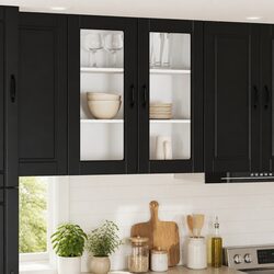 Sleek Black Wall Cabinet PORTO for Your Kitchen