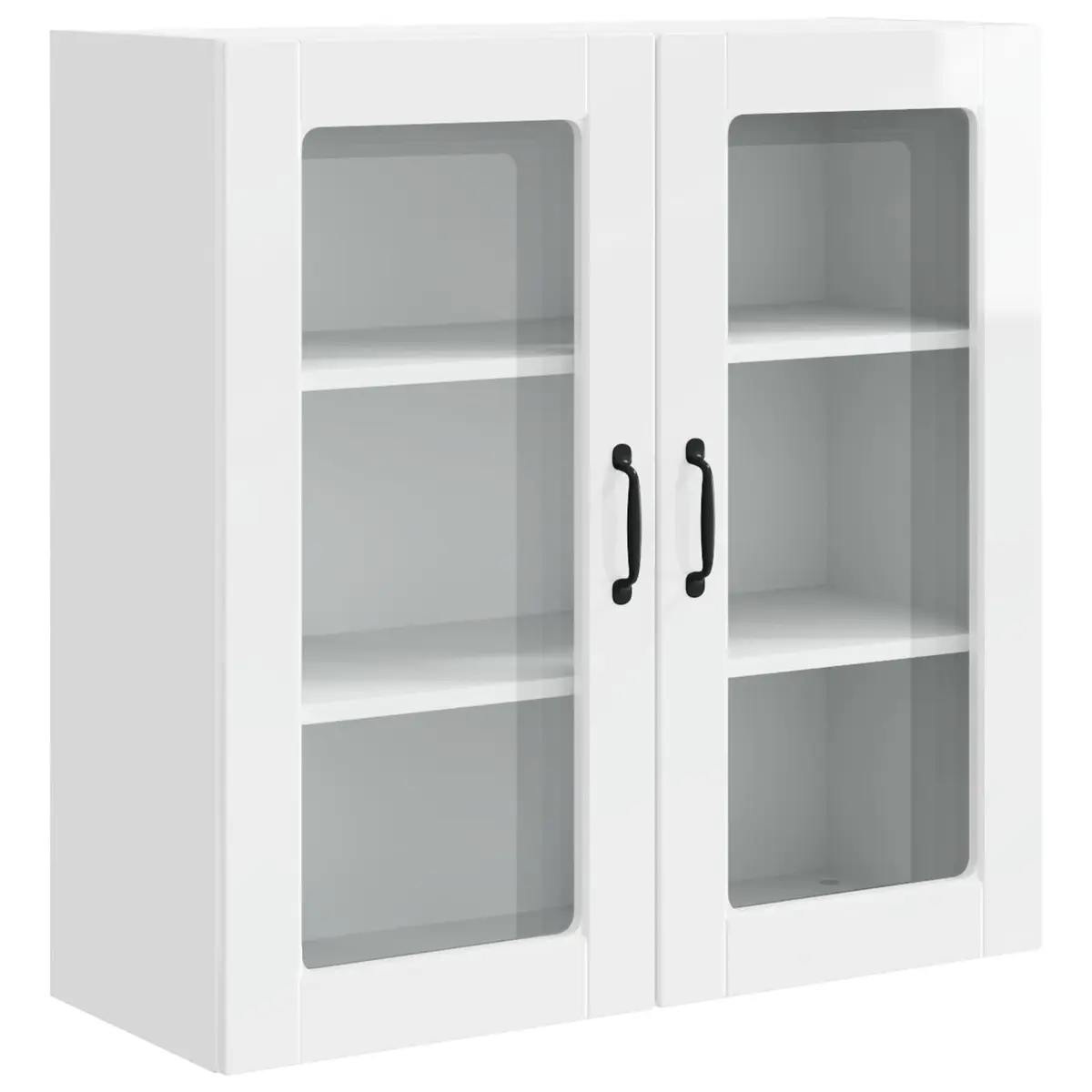Wall Cabinet High Gloss White Engineered Wood Wall-Mounted Multiple Compartments