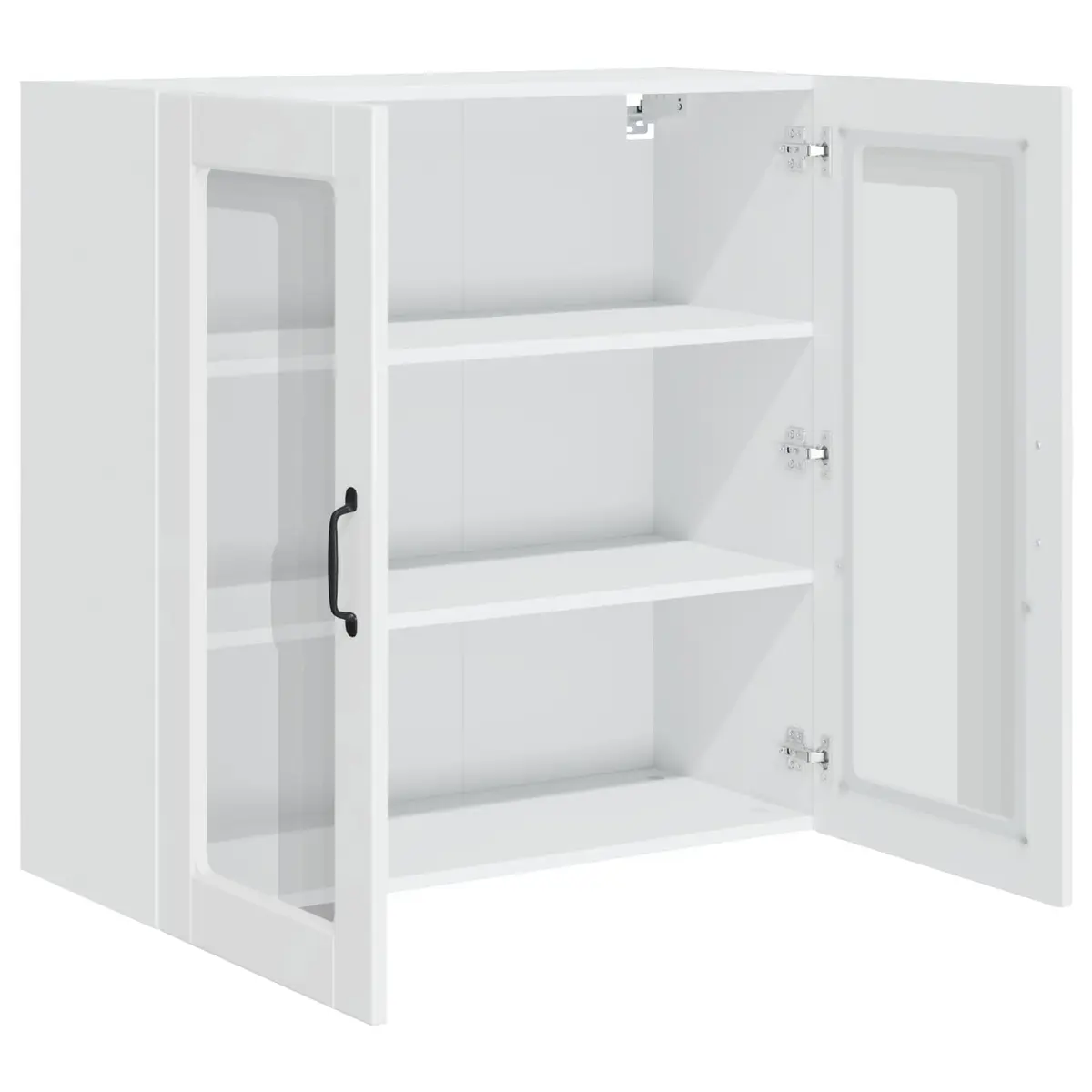 Wall Cabinet High Gloss White Engineered Wood Wall-Mounted Multiple Compartments