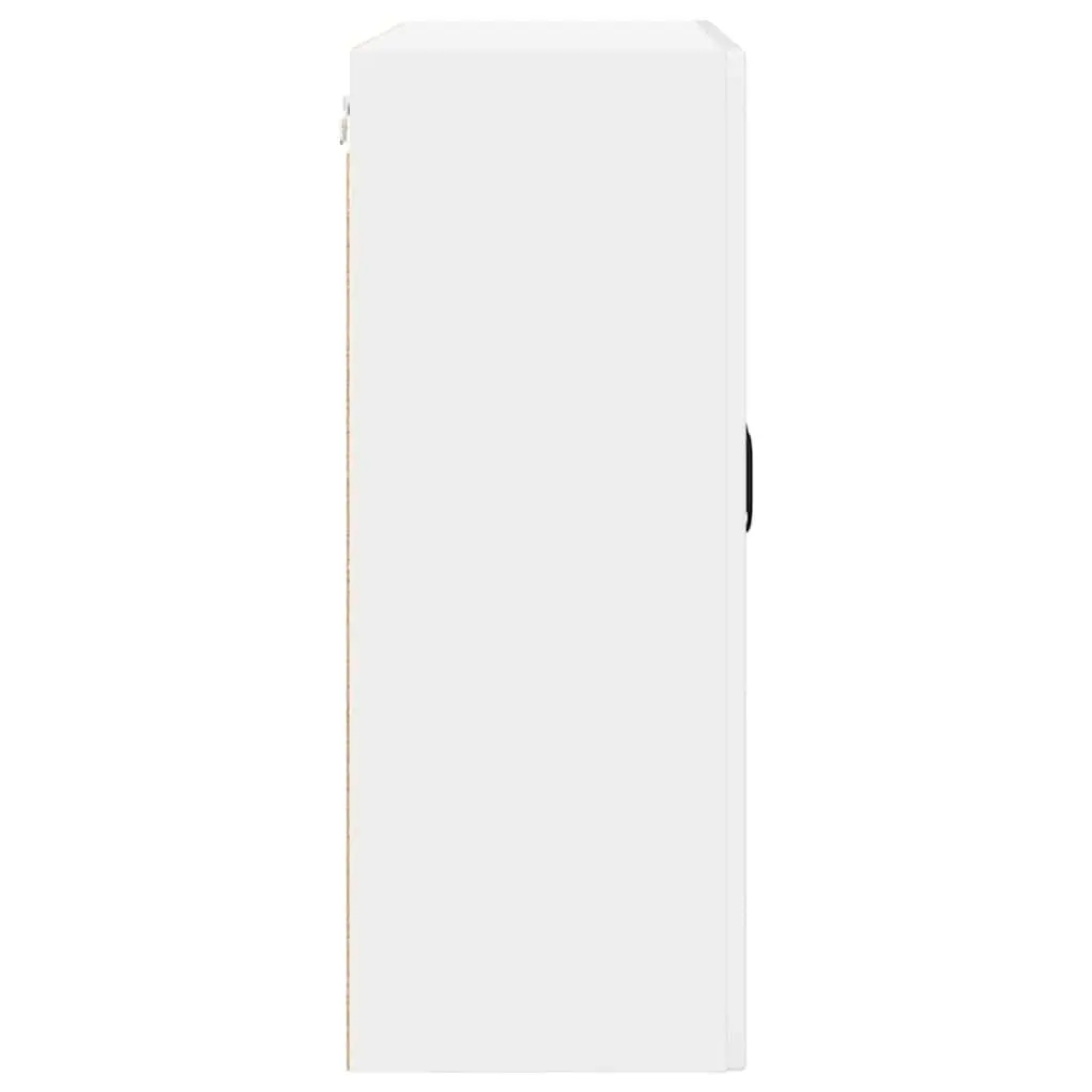 Wall Cabinet High Gloss White Engineered Wood Wall-Mounted Multiple Compartments
