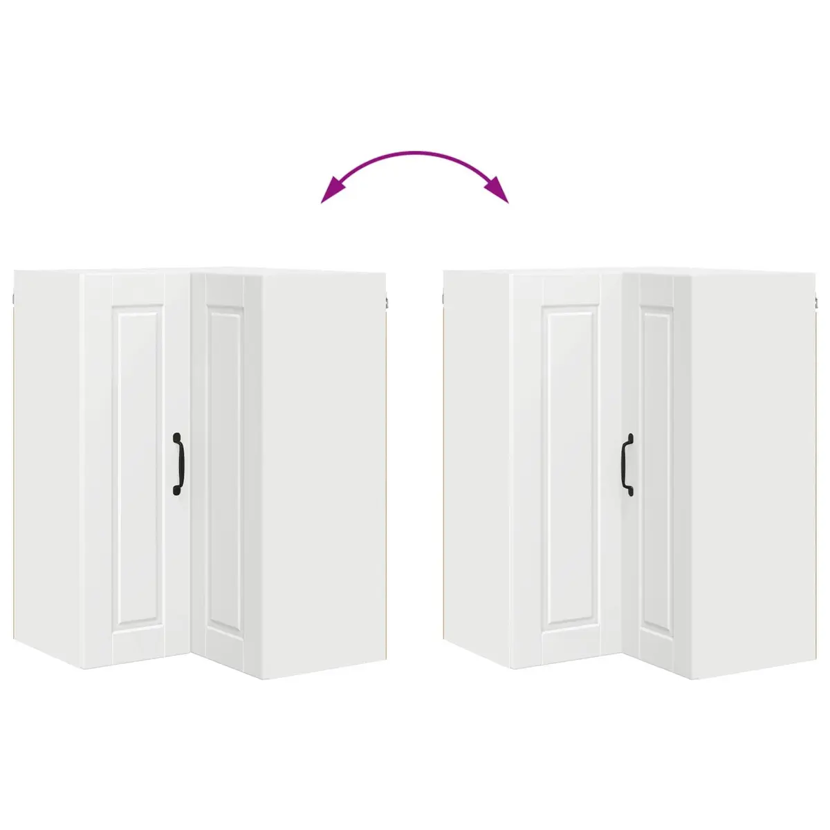Wall Corner Kitchen Cabinet White 57x57x80cm Wall-mounted Storage Shelves Compartments
