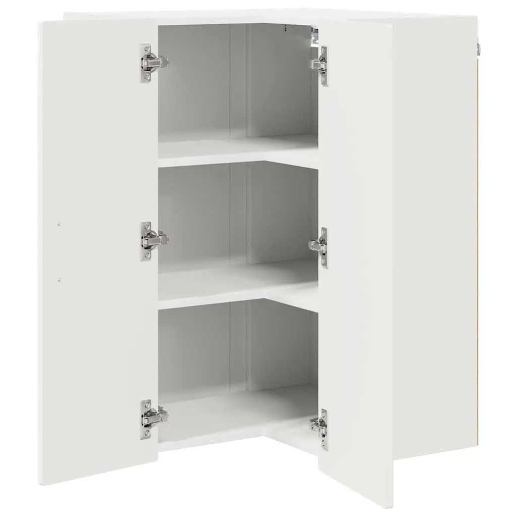Wall Corner Kitchen Cabinet White 57x57x80cm Wall-mounted Storage Shelves Compartments