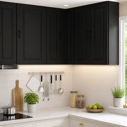 Compact 57x57x80cm Black Wall Corner Kitchen Cabinet