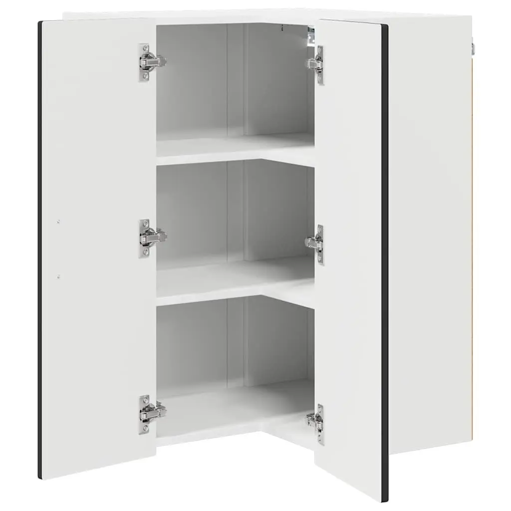 Wall Corner Kitchen Cabinet Black 57x57x80cm Wall-mounted Storage Shelves Organiser Unit