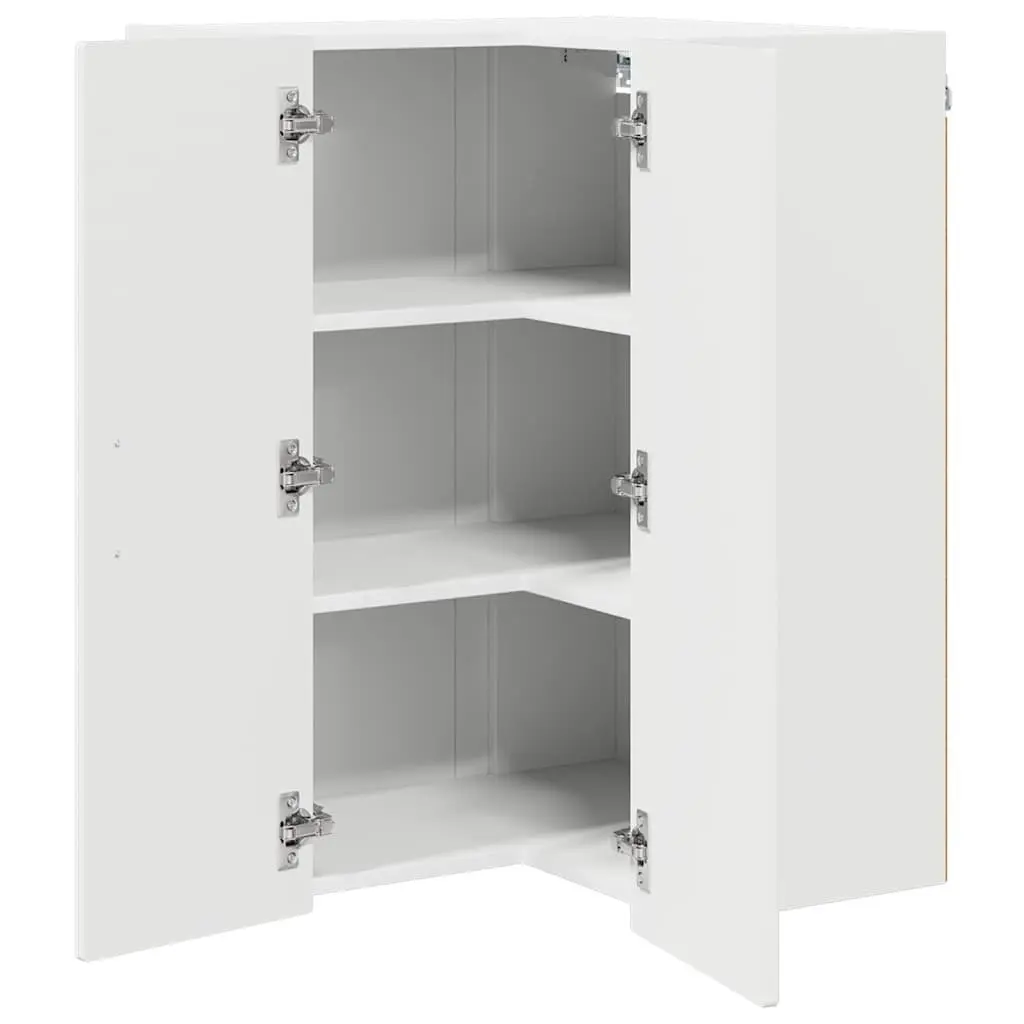 Wall Corner Cabinet High Gloss White 57 x 57 x 80 cm Engineered Wood Kitchen Storage