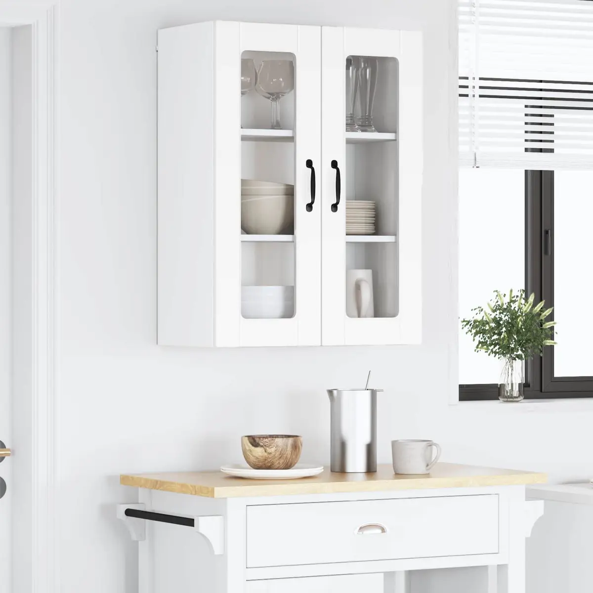 Wall Mounted Kitchen Cabinet White 60x31x80cm Engineered Wood Storage Unit