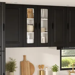 Concise Storage with Black Wall Glass Cabinet